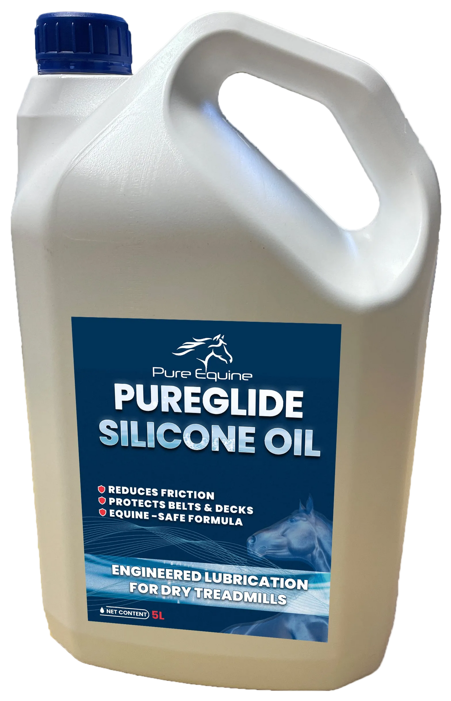 Pure Equine Pureglide Silicone Oil 5L – equine-safe treadmill belt lubricant reducing friction and protecting decks