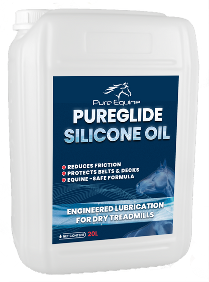 Pure Equine Pureglide Silicone Oil 20L – equine-safe treadmill belt lubricant reducing friction and protecting decks